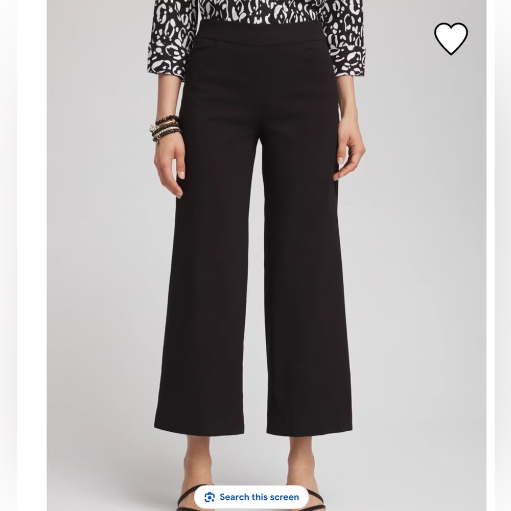 Chico's Black Wide-Leg Pull On Cropped Pants with Button Detail Hem. Chico’s 1 - Picture 1 of 8